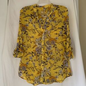 Kut from the Kloth yellow floral 'Jasmine Chiffon Blouse'